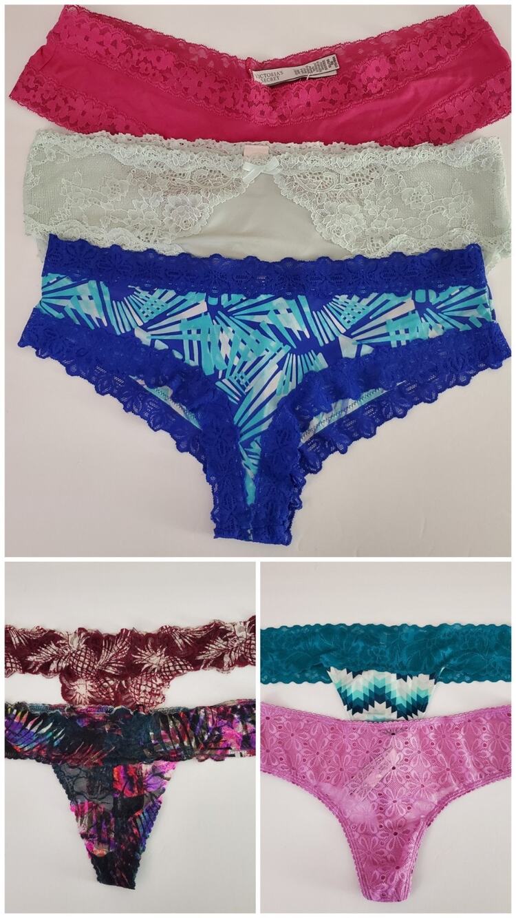 Victoria's Secret PINK Panties L/XL Mixed Thong Cheeky Brief Lot Of 7